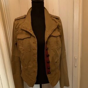 Free People Tan Vintage Military Style Jacket